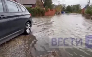 Подтопленная улица в Кагальнике. Скрин с видео Дон-ТР.