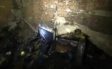 Выгоревшая комната. Фото с места пожара пресс-службы ГУ МЧС по Ростовской области